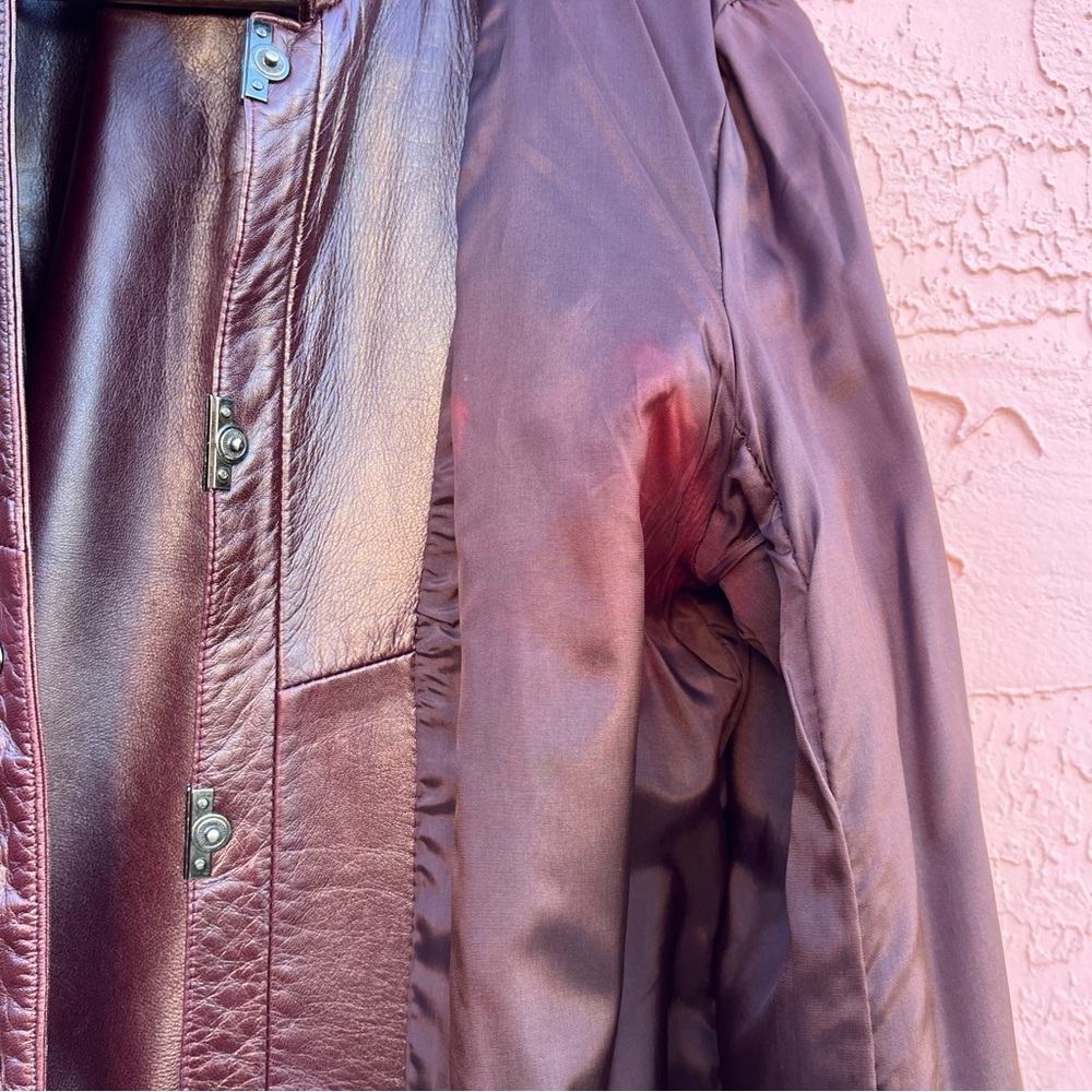 Danier Leather Coat Jacket Burgundy Deep Red Size… - image 9